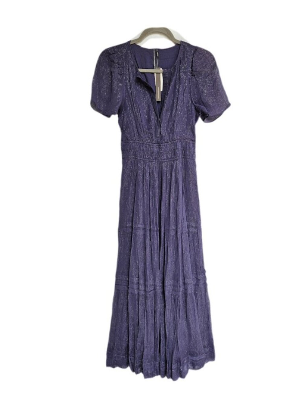 NWT Anthropologie The Somerset Maxi Dress Lurex Edition Purple Metallic XS - Picture 3 of 14